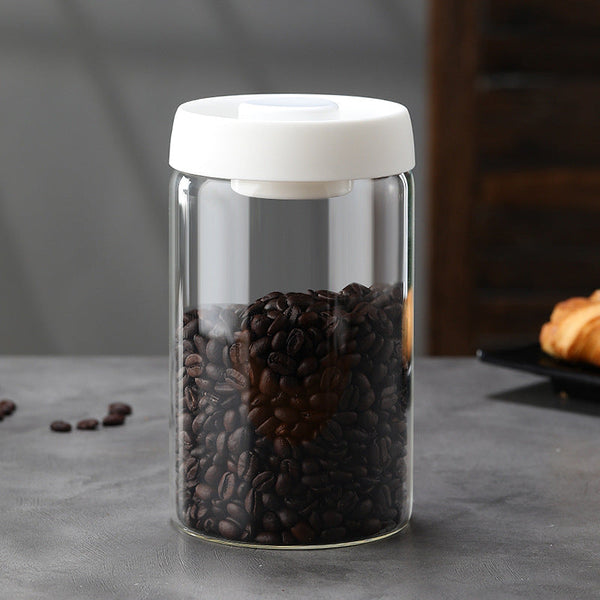 Glass Storage Containers Tin Modern Manual Vacuum Tank Made Of Borosilicate With Moisture Proof Lid For Kitchen Coffee Condiments Food Storage Contain