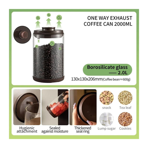 Glass Storage Containers Tin Modern Manual Vacuum Tank Made Of Borosilicate With Moisture Proof Lid For Kitchen Coffee Condiments Food Storage Contain