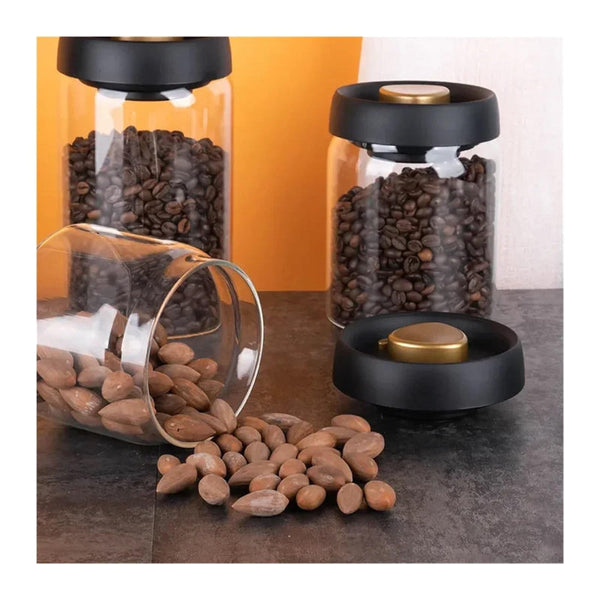 Glass Storage Containers Tin Modern Manual Vacuum Tank Made Of Borosilicate With Moisture Proof Lid For Kitchen Coffee Condiments Food Storage Contain