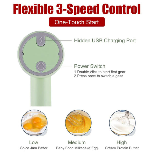 Hand Mixer Electric Food Chopper Onion Cutter Processor Multi Vegetable Kitchen Whisk Cordless Rechargeable Garlic Cream Whipper Mini Blender Baking U