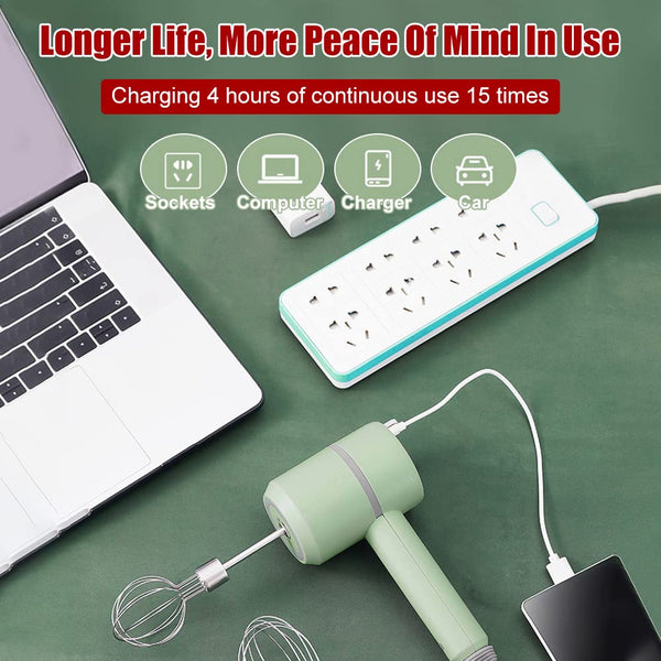 Cordless Electric Hand Mixer With Whisk Attachment Usb Rechargeable Food Processors