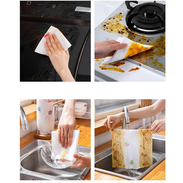Cleaning Cloths On A Roll Reusable Kitchen Paper Dish Miracle Disposable Wipes Dust Dry And Wet Oil Absorbent Supplies White 1 Cleaning Towels & Cloth