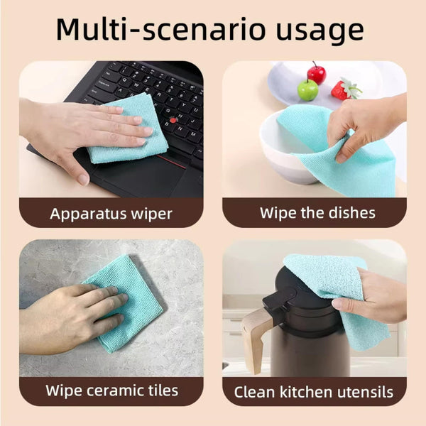 Kitchen Paper Towel/Dishcloth/Microfiber Cleaning Cloths | Lint Free Reusable For Home Car Strong Water Absorption Washable No Streaks Ideal Dishes Gl
