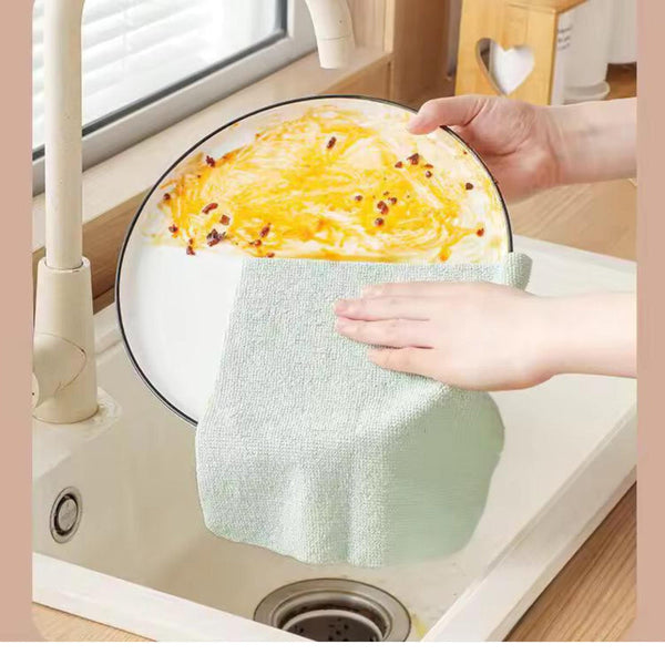 Kitchen Paper Towel/Dishcloth/Microfiber Cleaning Cloths | Lint Free Reusable For Home Car Strong Water Absorption Washable No Streaks Ideal Dishes Gl