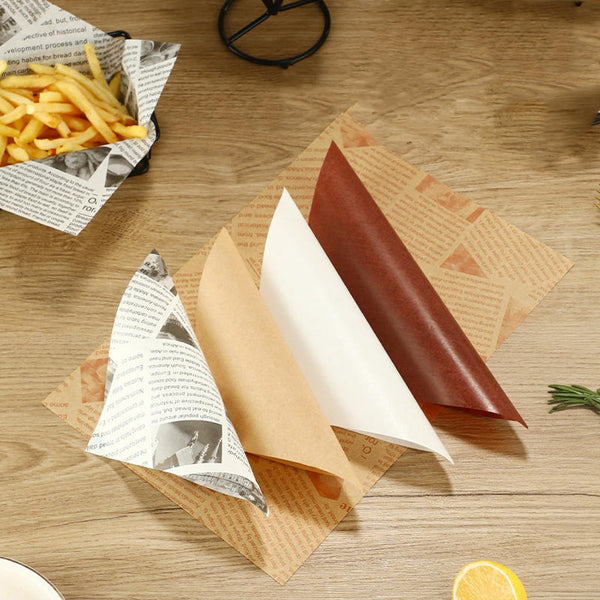100 Sheets Kraft Paper Food Wraps Greaseproof Newspaper Print For Baking & Snacks Other Baking Accessories