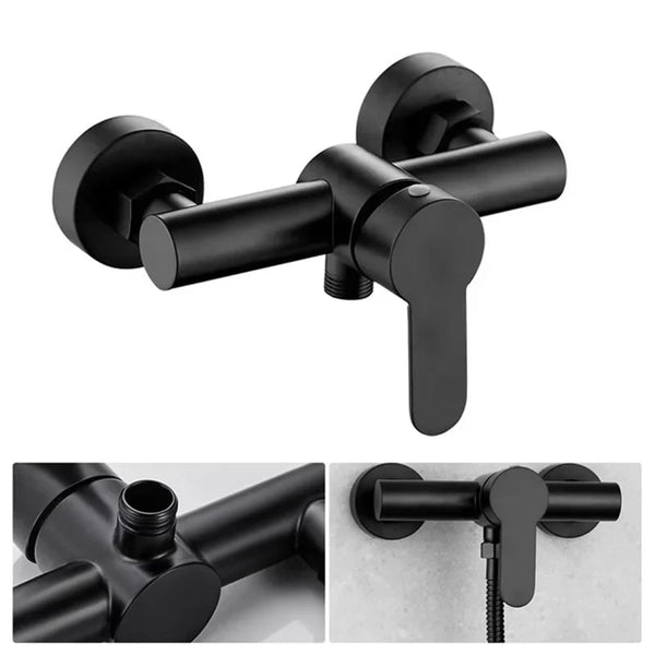 Shower Tap Mixer Matte Black Bathroom Surface Mounted Single Lever Sanitary Accessories Modern Design 1 Piece Shower Taps & Thermostats
