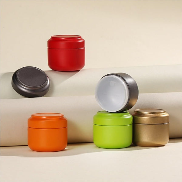 Tea Box Mini Caddy Large Storage Container Small Round Tin Coffee Food Storage Containers