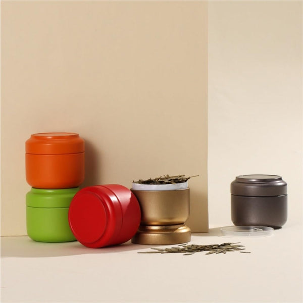 Tea Box Mini Caddy Large Storage Container Small Round Tin Coffee Food Storage Containers