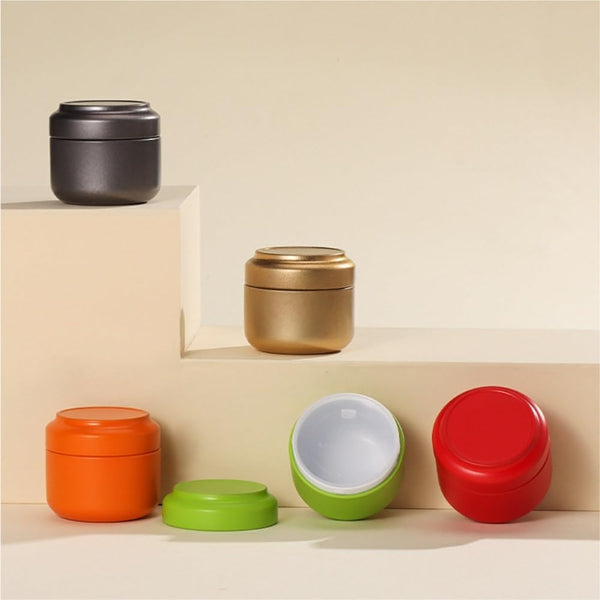 Tea Box Mini Caddy Large Storage Container Small Round Tin Coffee Food Storage Containers