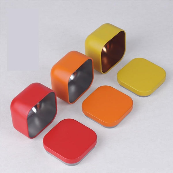 Tea Box Square Tin Container Caddy Metal Candy Food Storage Containers