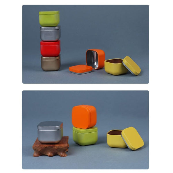 Tea Box Square Tin Container Caddy Metal Candy Food Storage Containers