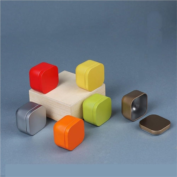 Tea Box Square Tin Container Caddy Metal Candy Food Storage Containers