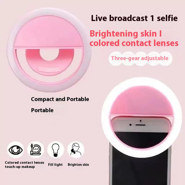 Led Ring Light 85Mm Universal & Adjustable Selfie For Phone Streaming Makeup Lamp Round Portable Cheap Studio Selfie Lights