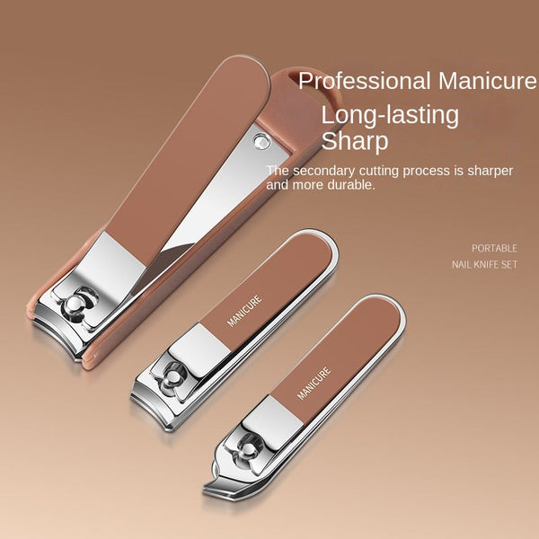 7 Piece Stainless Steel Manicure And Pedicure Set In Beige Case Manicure & Pedicure Tools & Kits