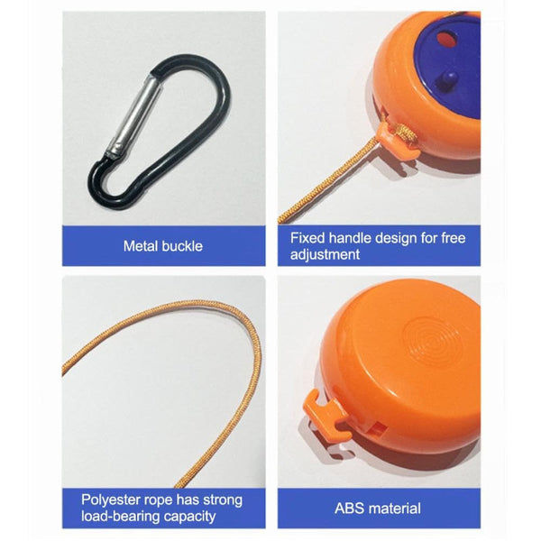 Travel Clothesline Roll Up Camping Extendable Clothing Line Holiday Accessories Portable Drying Rack Compact Design With Carabiner Non Slip Indoor Out