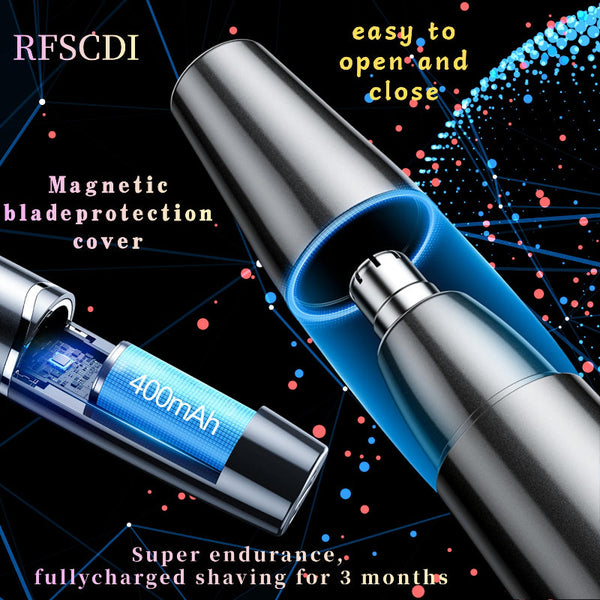 Nose Trimmer 5 In 1 Rechargeable & Ear Hair Ipx7 Waterproof Two Blade Trimming Set Unisex For Eyebrow Beard Bikini Line Facial Removal (Black) Clipper
