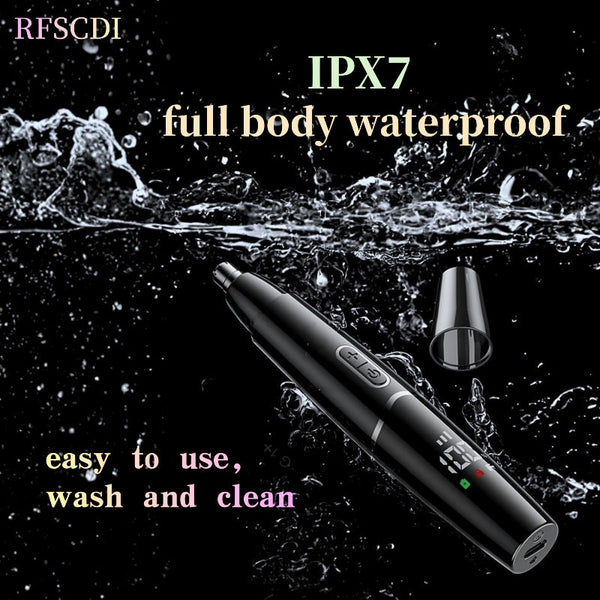 Nose Trimmer 5 In 1 Rechargeable & Ear Hair Ipx7 Waterproof Two Blade Trimming Set Unisex For Eyebrow Beard Bikini Line Facial Removal (Black) Clipper