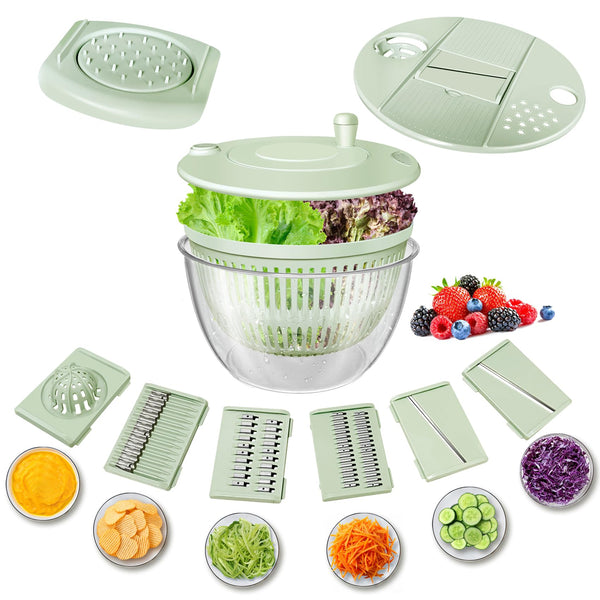 Vegetable Slicer Salad Spinner Mandoline Multifunctional Cutter Set Grater Kitchen Aid Utensil Julienne Gadget Shredder Mint Green Peelers & Slicers