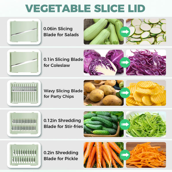 Vegetable Slicer Salad Spinner Mandoline Multifunctional Cutter Set Grater Kitchen Aid Utensil Julienne Gadget Shredder Mint Green Peelers & Slicers