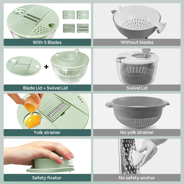 Vegetable Slicer Salad Spinner Mandoline Multifunctional Cutter Set Grater Kitchen Aid Utensil Julienne Gadget Shredder Mint Green Peelers & Slicers