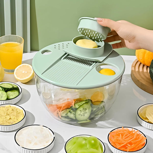 Vegetable Slicer Salad Spinner Mandoline Multifunctional Cutter Set Grater Kitchen Aid Utensil Julienne Gadget Shredder Mint Green Peelers & Slicers