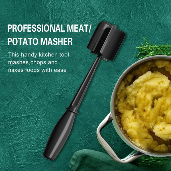 Minced Meat Ruller Potato Masher Mashed Potatoes Chopper Kitchen Utensils Vegetable Hamburger Tools Heat Resistant Spatula Black 1 Piece Other Kitchen