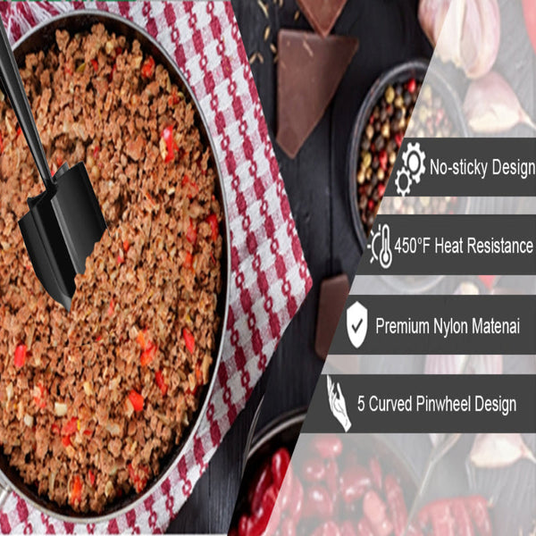 Minced Meat Ruller Potato Masher Mashed Potatoes Chopper Kitchen Utensils Vegetable Hamburger Tools Heat Resistant Spatula Black 1 Piece Other Kitchen