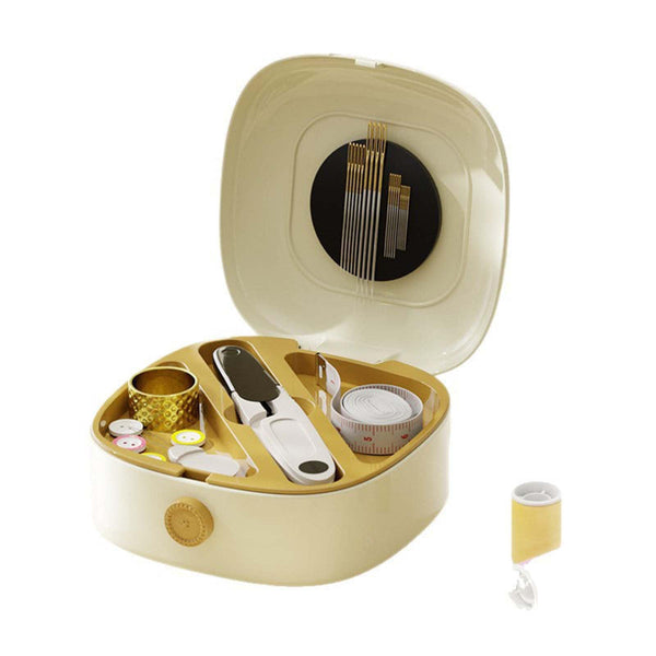 Beige Sewing Kit With Magnetic Storage And Dual Compartments Other Sewing