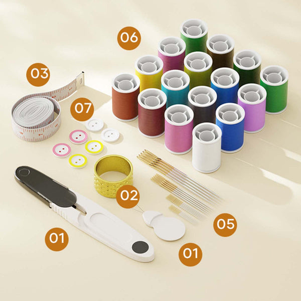 Beige Sewing Kit With Magnetic Storage And Dual Compartments Other Sewing