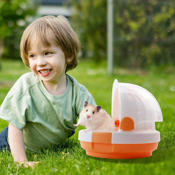 Hamster Cage Rodent Transport Box Travel Basket Mouse Dwarf With Drinking Bottle Gerbil Guinea Pig Rat Portable Pet Supplies Orange 1 Piece Small Anim