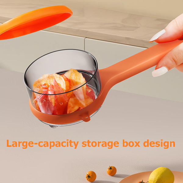 Peeler With Collecting Tray Potato Vegetable Fruit Paring Knife Apple Cucumber Kitchen Utensils Container Tools Asparagus Stainless Steel Peeling Oran