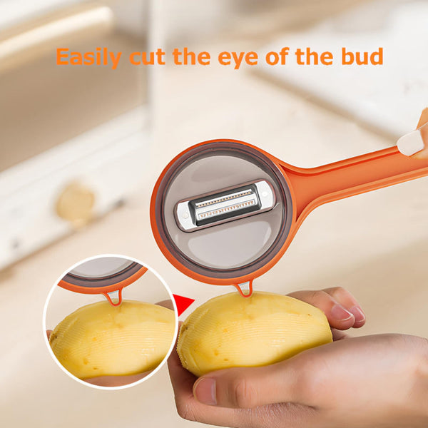 Peeler With Collecting Tray Potato Vegetable Fruit Paring Knife Apple Cucumber Kitchen Utensils Container Tools Asparagus Stainless Steel Peeling Oran