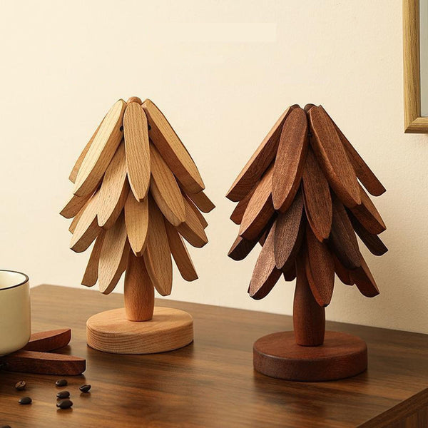 Heat Resistant Tree Design Table Kitchen Decor Brown 2 Pieces Coasters