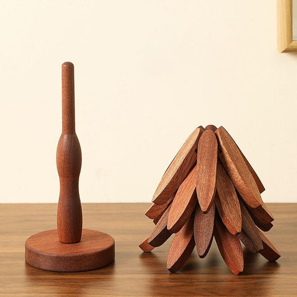 Heat Resistant Tree Design Table Kitchen Decor Brown 2 Pieces Coasters