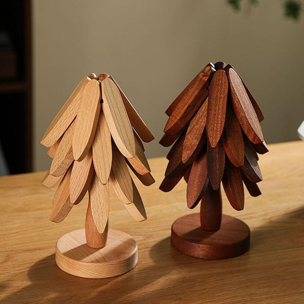 Heat Resistant Tree Design Table Kitchen Decor Brown 2 Pieces Coasters