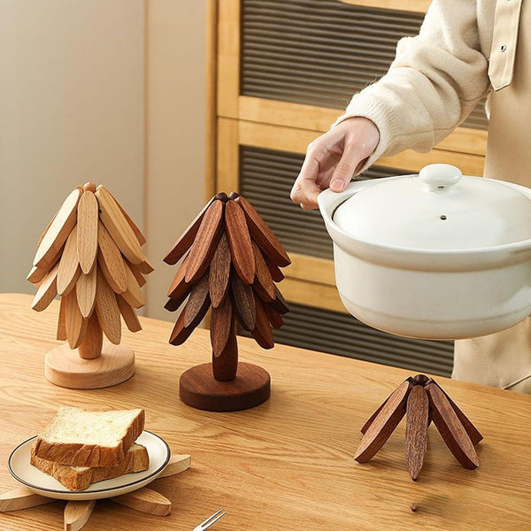 Heat Resistant Tree Design Table Kitchen Decor Brown 2 Pieces Coasters