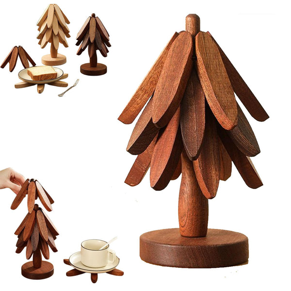 Heat Resistant Tree Design Table Kitchen Decor Brown 2 Pieces Coasters