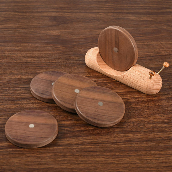 Glass With Holder Snail Design Table Decoration Kitchen Accessories Home Gift Brown 5 Pieces Coasters