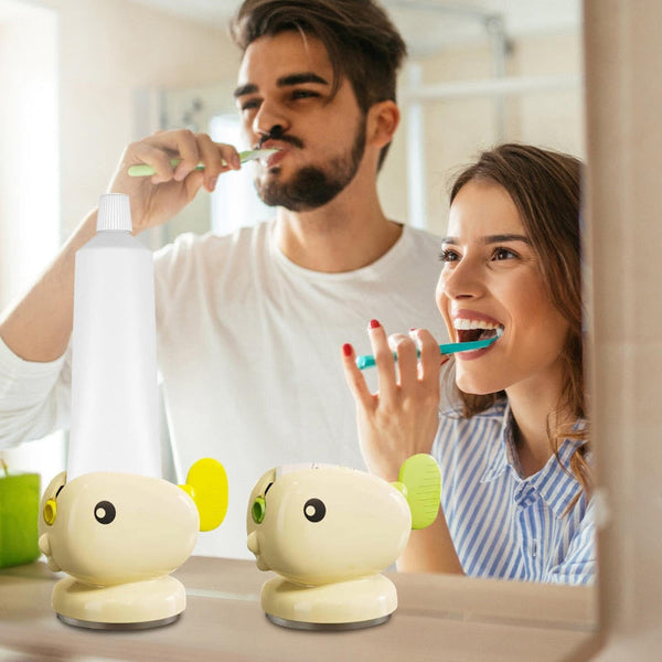 Toothpaste Tube Squeezer Roller Holder Press Dispenser Children Bathroom Gadgets Key Fish Design Beige 1 Piece Other Bathroom Accessories