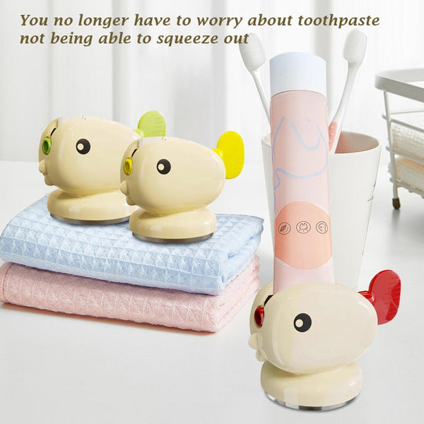 Toothpaste Tube Squeezer Roller Holder Press Dispenser Children Bathroom Gadgets Key Fish Design Beige 1 Piece Other Bathroom Accessories