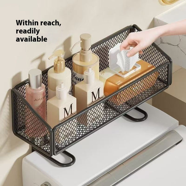 Toilet Storage Rack White Open Grid Design No Drilling Required Bathroom Storage & Organisers