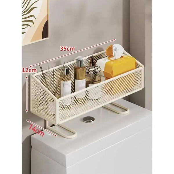 Toilet Storage Rack White Open Grid Design No Drilling Required Bathroom Storage & Organisers