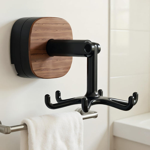 Rotating Kitchen Rack Utensil Holder Self Adhesive Wall Hook Organizer Hooks No Drilling Spatula Towel Mug Cabinet Hanging System Bathroom Black 1 Pie