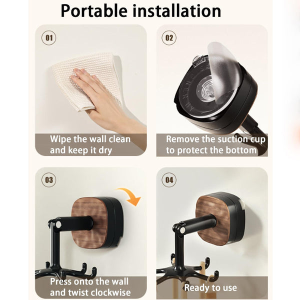 Rotating Kitchen Rack Utensil Holder Self Adhesive Wall Hook Organizer Hooks No Drilling Spatula Towel Mug Cabinet Hanging System Bathroom Black 1 Pie
