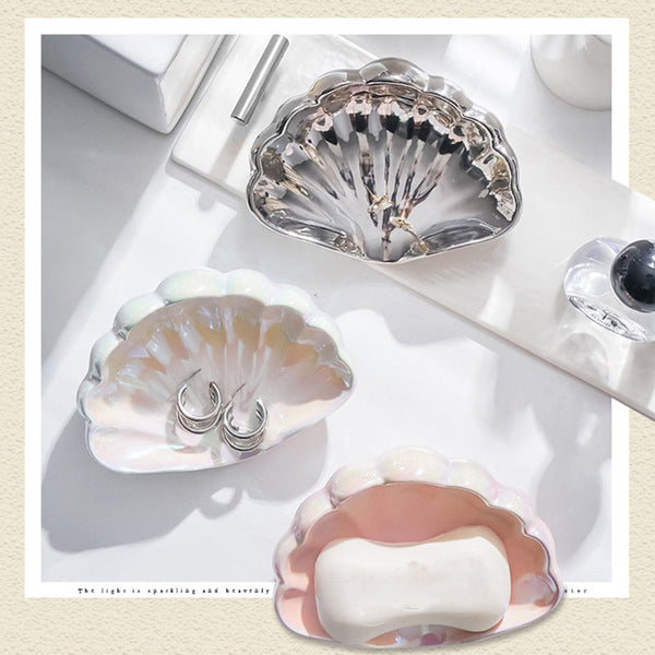 Ceramic Seashell Soap Dish Luxury Bathroom Accessory Mother Of Pearl White Soap Dishes & Dispensers