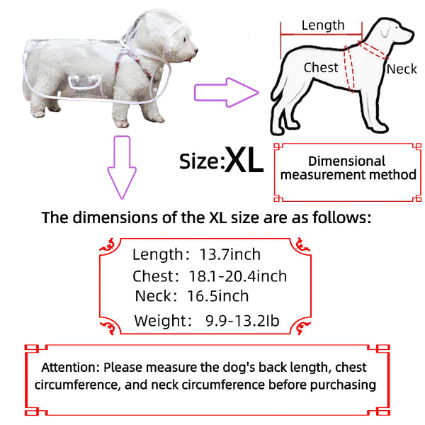 Dog Raincoat Waterproof Coat Transparent Poncho Clothing Suit Hooded Jacket Accessories Walking Supplies Outdoor Pet 1 Piece Dog Clothing & Shoes
