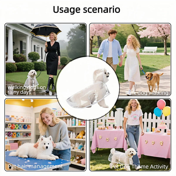 Dog Raincoat Waterproof Coat Transparent Poncho Clothing Suit Hooded Jacket Accessories Walking Supplies Outdoor Pet 1 Piece Dog Clothing & Shoes