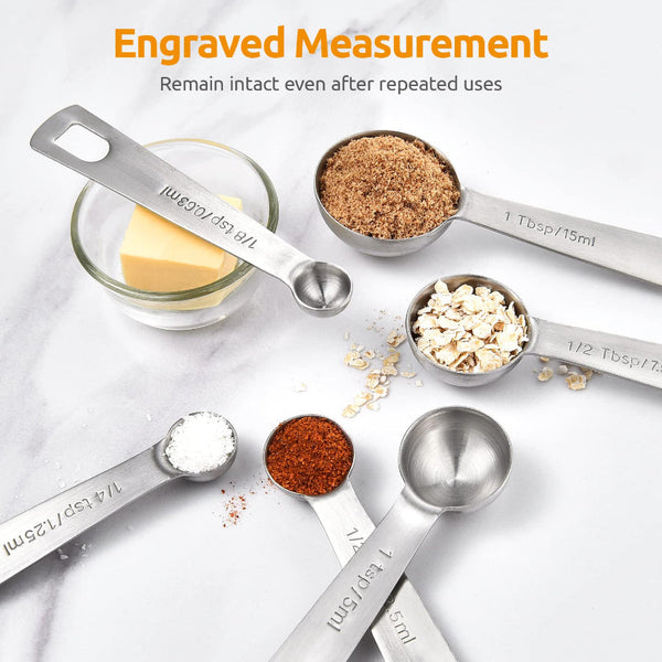 Stainless Steel Measuring Spoons Scoop Set Baking Tools Kitchen Accessories Tablespoon And Teaspoon Measure Coffee Cookware Supplies Dishwasher Safe S