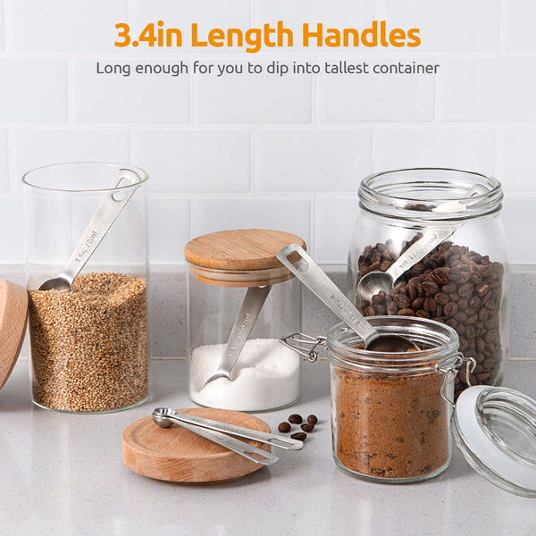 Stainless Steel Measuring Spoons Scoop Set Baking Tools Kitchen Accessories Tablespoon And Teaspoon Measure Coffee Cookware Supplies Dishwasher Safe S
