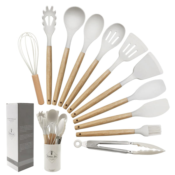 12 Piece Silicone Kitchen Utensil Set With Holder Cooking Utensils